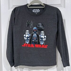 Star Wars Darth Vader Youth Boys Long Sleeve Graphic Tee Shirt Sz M Gray Unisex